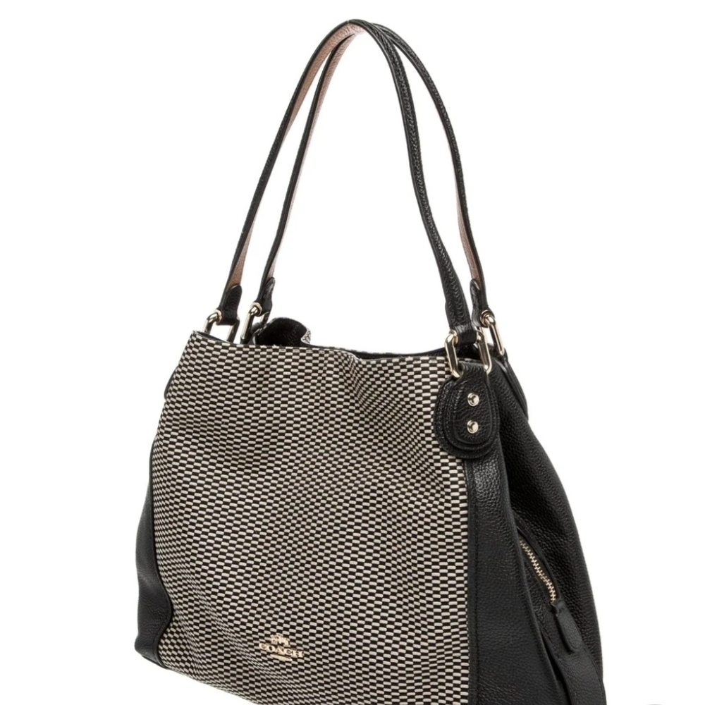 Coach Black and Cream Signature Hobo Tote - Picture 3 of 6